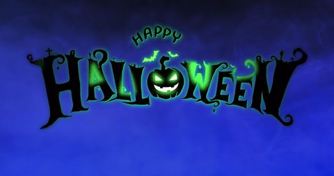 Spooky Happy Halloween Greetings with Glowing Pumpkin