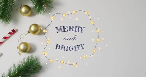 Festive Holiday Banner with Ornament Decorations and Text