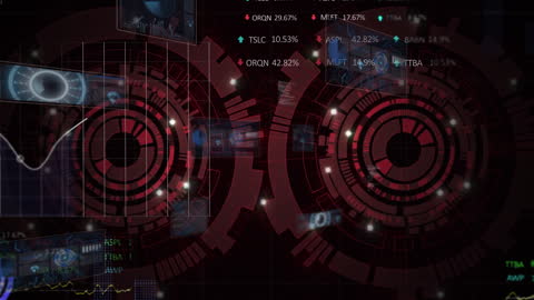 Futuristic Red Data Visualization with Analytic Charts