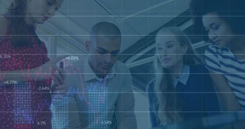 Team Analyzing Financial Charts for Strategic Planning