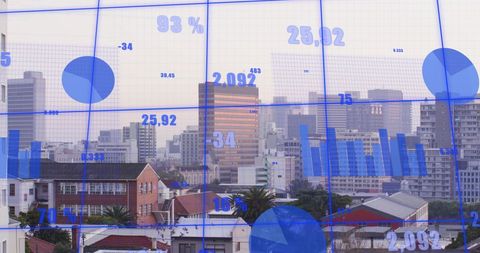 Data Dashboards and Analytics Over Urban Skyline