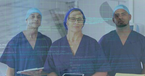 Diverse Doctors and Futuristic Technology in Healthcare Setting