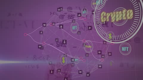 Global Network Connections with Cryptocurrency Symbols