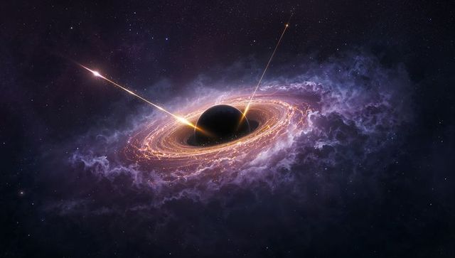 Supermassive black hole with luminescent accretion disk in space
