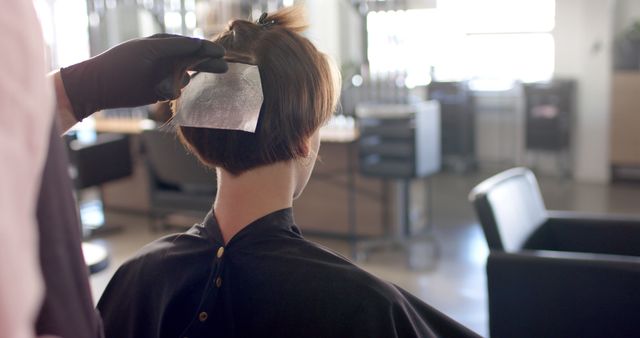 Hair Colorist Applying Highlights in Salon - Download Free Stock Images Pikwizard.com