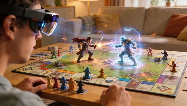 Holographic mixed reality board game battle: ar warriors clashing over tabletop strategy