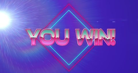 Retro Neon 'You Win' Celebration Display - Download Free Stock Images Pikwizard.com