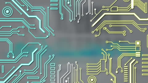Futuristic Circuit Board Overlay with Digital Lines