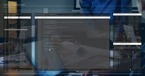 Team Collaborating with Data Processing Visual Interface