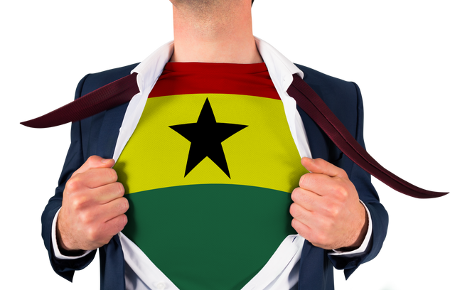 Businessman Opening Shirt to Reveal Transparent Ghana Flag Emblem - Download Free Stock Videos Pikwizard.com