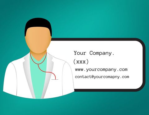 Professional Healthcare Business Card Design with Doctor Illustration