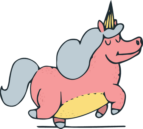 Happy pink unicorn on transparent background