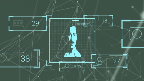 Digital AI Network with Data and Portrait Avatar