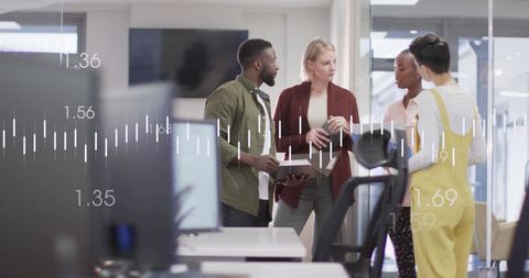 Diverse Business Team Engaged in Finance Data Discussion