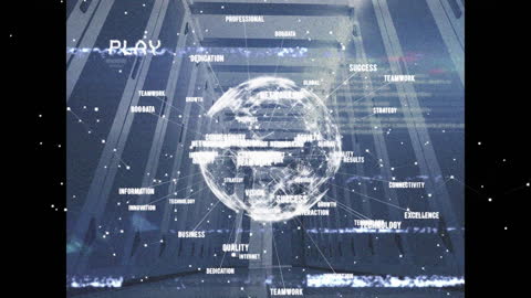 Futuristic Digital Interface with Data Network and Globe