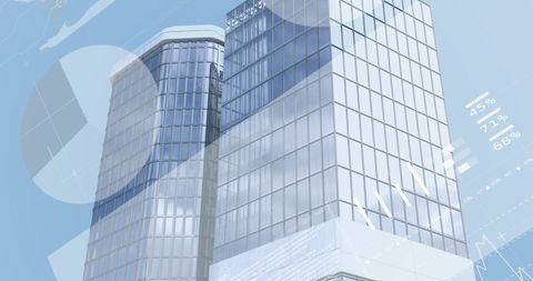 Futuristic City Architecture with Technology Graphs Overlay - Download Free Stock Images Pikwizard.com