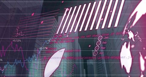 Digital Data Interface Over Cityscape with Global Business Theme