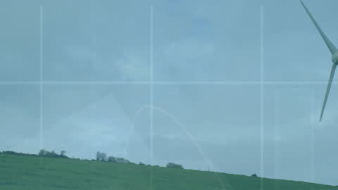 Animation of Financial Data Overlay on Wind Turbine Landscape