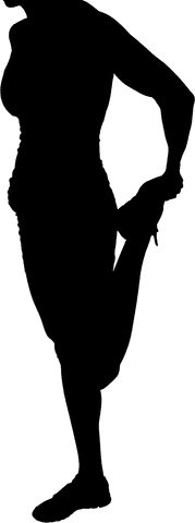 Transparent silhouette of sportswoman stretching final pose