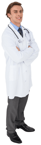 Confident young doctor standing transparent background