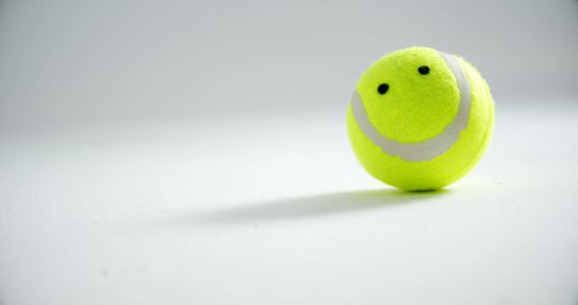 Close-up of smiley face on tennis ball 