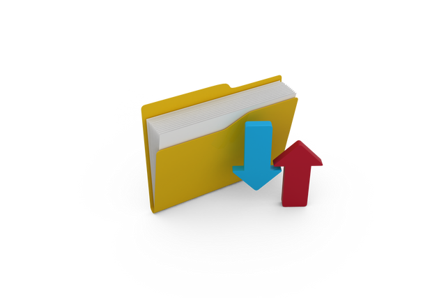 Transparent Yellow Folder with Red and Blue Arrows Signifying Data Exchange - Download Free Stock Videos Pikwizard.com