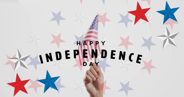 Hand Holding American Flag on Independence Day with Background Stars - Download Free Stock Images Pikwizard.com