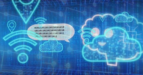Futuristic data cloud concept with brain hologram