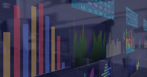 Financial Data Charts Reflected in Office Environment - Download Free Stock Images Pikwizard.com