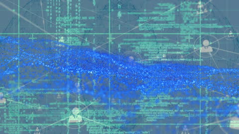 Digital Network Matrix Animation with Glowing Green Connections