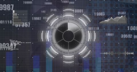 Round Data Scanner Overlay with Business Analytics Display - Download Free Stock Images Pikwizard.com