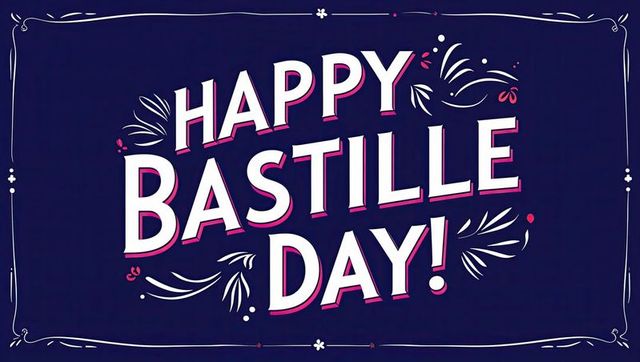 Festive Bastille Day Celebration Poster with Fireworks Illustration