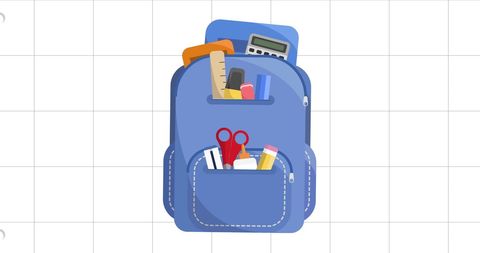 Schoolbag Filled with Supplies on Notebook Background - Download Free Stock Images Pikwizard.com