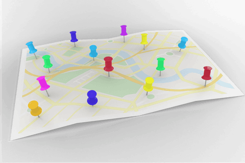 colored push pins on map illustration with transparent background - Download Free Stock Videos Pikwizard.com