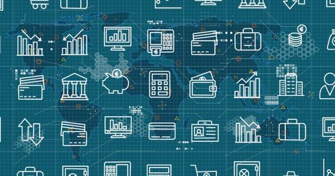 Global Digital Business Network Icon Matrix Overlay - Download Free Stock Images Pikwizard.com