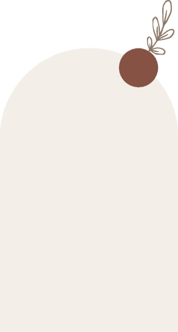 Modern minimalist arch design with brown circle on transparent background