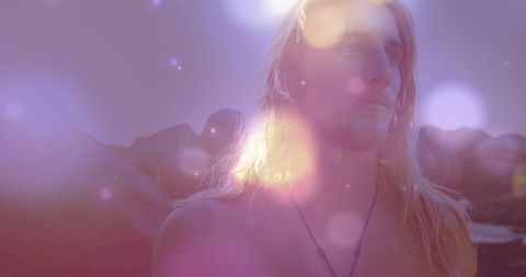 Tranquil Beach Moments with Celestial Light Effects