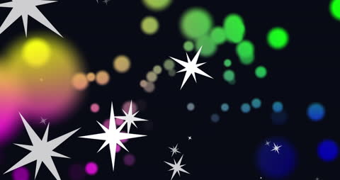 Colorful Abstract Christmas Background with Stars and Bokeh Lights