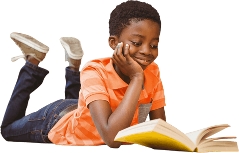 transparent boy reading book smiling focused expression - Download Free Stock Videos Pikwizard.com