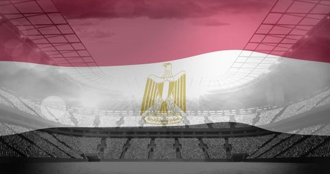 Egyptian Flag Overlays Illuminated Sports Stadium