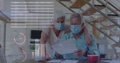 Senior Couple Analyzing Financial Data at Home During Pandemic