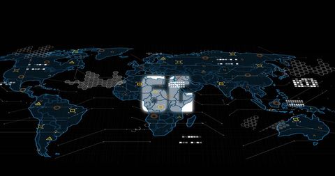 6G Text with Geometric Shapes over Digital Global Map - Download Free Stock Images Pikwizard.com