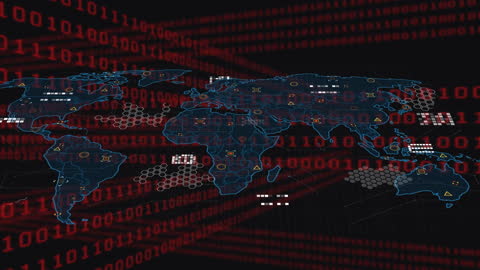 Digital Data Transformation Across Global Map