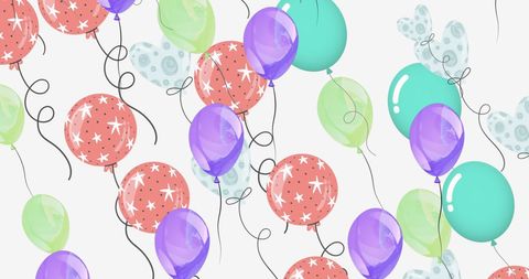 Vibrant Heart and Star Patterned Balloons in Motion - Download Free Stock Images Pikwizard.com