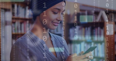 Biracial Student Exploring Tech Through Smartphone in Library - Download Free Stock Images Pikwizard.com