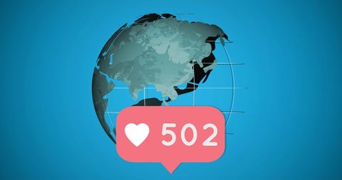 Rotating Globe with Social Media Like Icon - Download Free Stock Images Pikwizard.com