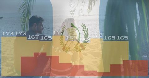 Tropical Beach Relaxation: Couple Enjoying Scenic Ocean View