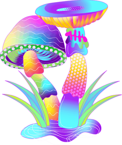 transparent psychedelic mushrooms glowing with vibrant neon colors - Download Free Stock Videos Pikwizard.com