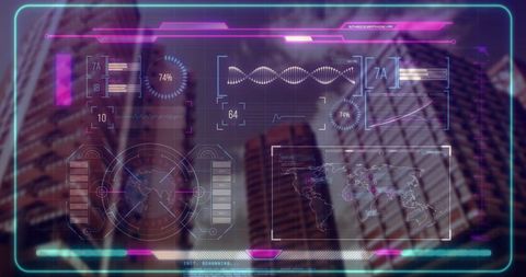 Futuristic Urban Interface with Skyscraper