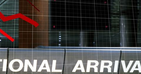 Red Line Showing Economic Crisis at Airport Terminal